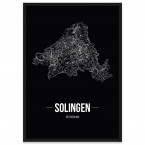 Stadtposter Solingen gerahmt mit Stadtnetz