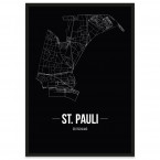 Stadtposter St Pauli gerahmt mit Stadtnetz