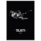 Stadtposter Toljatti mit Bilderrahmen und Straßennetz