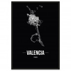 Stadtposter Valencia Straßennetz