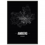 Amberg Poster mit Bilderrahmen, Straßennetz