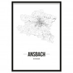 Stadtposter Ansbach gerahmt 