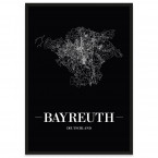 Bayreuth Stadtposter Straßennetz  mit Bilderrahmen