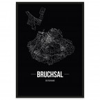 Stadtposter Bruchasal Straßennetz  mit Bilderrahmen