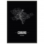Coburg Stadtposter mit Bilderrahmen und Stadtnetz