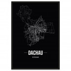 Dachau Stadtposter mit Bilderrahmen und Stadtnetz
