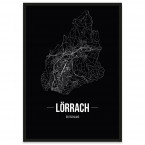 Stadtposter mit Straßennetz Stadt Lörrach