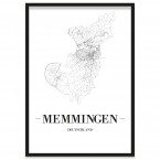 Stadtposter Memmingen Straßenplan Bilderrahmen