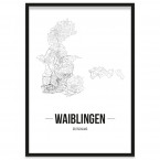 Waiblingen Poster Rahmen Stadtplan