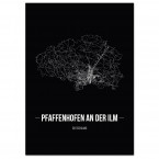 Stadtposter Pfaffenhofen an der Ilm - black