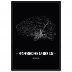 Stadtposter Pfaffenhofen an der Ilm - black