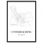 Stadtposter Unterhaching Bilderrahmen