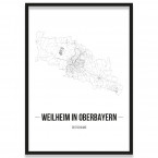 Stadtposter Weilheim in Oberbayern Bilderrahmen