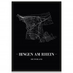 Stadtposter Bingen am Rhein - black