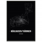 Stadtposter Mühlhausen-Thüringen - black