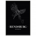 Stadtposter Rendsburg - black