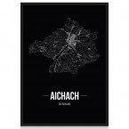 Stadtposter Aichbach Black