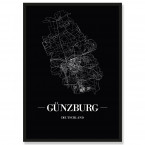 Stadtposter Günzburg Black