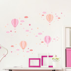 Wandsticker Set A4 - Heißluftballons Rosa