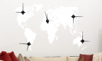 Wandtattoo Uhr - Zeitzonen Weltkarte 