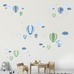 Wandsticker Mega Set - Heißluftballons Blau