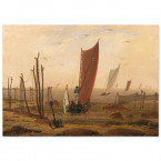 Poster Caspar David Friedrich - Der Morgen. Ausfahrende Boote