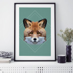Poster Fuchs Lowpoly