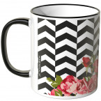 JUNIWORDS Tasse Chevron-Muster in schwarz-weiß