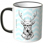 JUNIWORDS Tasse Hipster Hirsch Hellblau