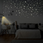 Leuchtaufkleber Sterne Abgerundet + Lichtschalter - Glühwürmchen Set