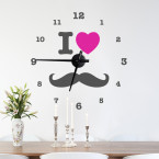 Wandtattoo Uhr - I LOVE MUSTACHE