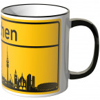 JUNIWORDS Tasse Ortsschild Skyline München