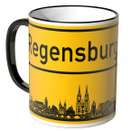 JUNIWORDS Tasse Ortsschild Skyline Regensburg