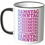 JUNIWORDS Tasse Samstag, Sonntag, Scheisstag,...