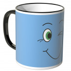 JUNIWORDS Tasse lustiges Gesicht - blau