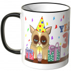 JUNIWORDS Tasse YEAH 30! mit mürrischer Katze