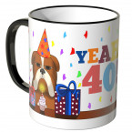 JUNIWORDS Tasse YEAH 40! mit mürrischer Hund