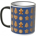 JUNIWORDS Tasse Lebkuchen auf blauem Hintergrund