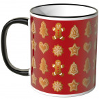 JUNIWORDS Tasse Lebkuchen auf rotem Hintergrund