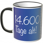 JUNIWORDS Tasse 14.600 Tage alt! (40 Jahre) - blau