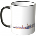 JUNIWORDS Tasse "Guten Morgen Mönchengladbach!" Skyline bei Nacht