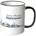 JUNIWORDS Tasse "Guten Morgen Hannover!" Skyline bei Nacht