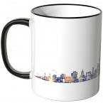 JUNIWORDS Tasse "Guten Morgen Mannheim!" Skyline bei Nacht