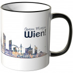 JUNIWORDS Tasse "Guten Morgen Wien!" Skyline bei Nacht