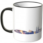 JUNIWORDS Tasse "Guten Morgen Gelsenkirchen!" Skyline bei Nacht