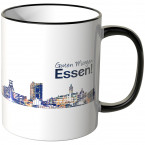 JUNIWORDS Tasse "Guten Morgen Essen!" Skyline bei Nacht