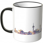 JUNIWORDS Tasse "Guten Morgen Essen!" Skyline bei Nacht