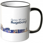 JUNIWORDS Tasse "Guten Morgen Augsburg!" Skyline bei Nacht