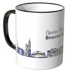 JUNIWORDS Tasse "Guten Morgen Braunschweig!" Skyline bei Nacht