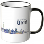 JUNIWORDS Tasse "Guten Morgen Ulm!" Skyline bei Nacht